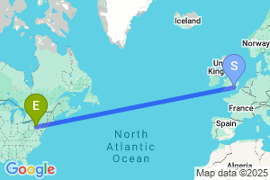 Map of the flight from London Heathrow to State College