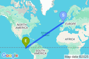 Map of the flight from London Heathrow to San Cristobal