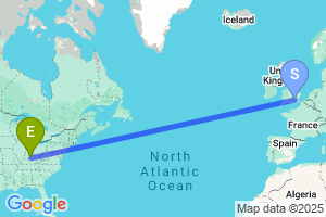 Map of the flight from London Heathrow to Louisville