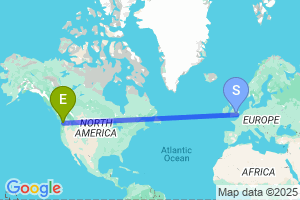 Map of the flight from London Heathrow to Seattle