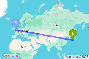 Map of the flight from London Heathrow to Shirahama