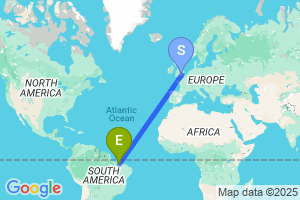 Map of the flight from London Heathrow to Sao Luiz