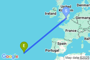Map of the flight from London Heathrow to Santa Maria