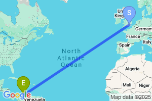 Map of the flight from London Heathrow to Santa Marta