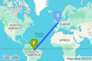 Map of the flight from London Heathrow to Santarem