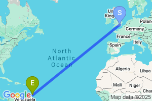 Map of the flight from London Heathrow to A. N. R. Robinson International