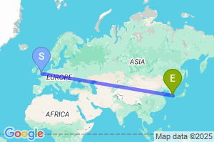 Map of the flight from London Heathrow to Daegu