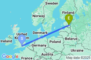 Map of the flight from London Heathrow to Tartu