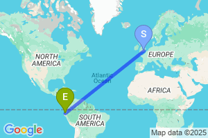 Map of the flight from London Heathrow to Tumbes