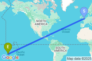 Map of the flight from London Heathrow to Fua`amotu