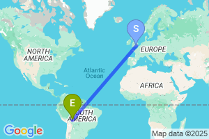 Map of the flight from London Heathrow to Trinidad