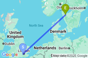 Map of the flight from London Heathrow to Trollhattan