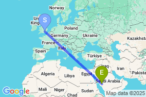 Map of the flight from London Heathrow to Taif