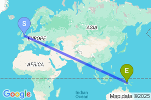 Map of the flight from London Heathrow to Tari