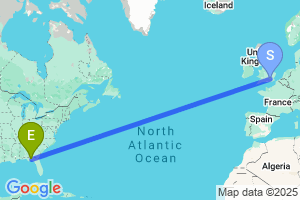 Map of the flight from London Heathrow to Tallahassee