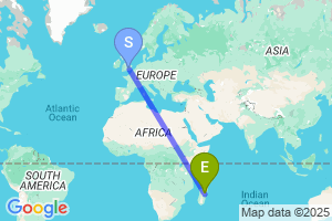 Map of the flight from London Heathrow to Antananarivo