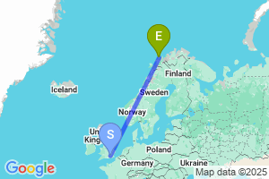 Map of the flight from London Heathrow to Tromso