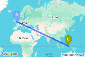 Map of the flight from London Heathrow to Ternate