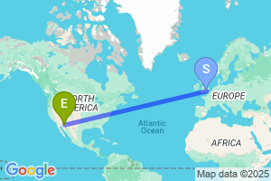 Map of the flight from London Heathrow to Tucson