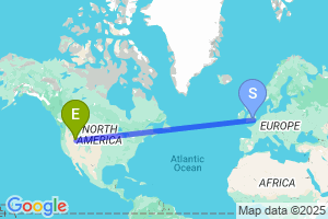 Map of the flight from London Heathrow to Twin Falls