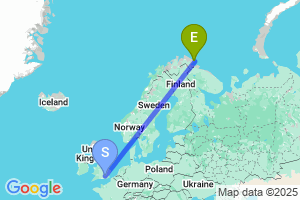 Map of the flight from London Heathrow to Vardoe Lufthaun