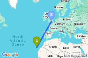Map of the flight from London Heathrow to Valverde Hierro