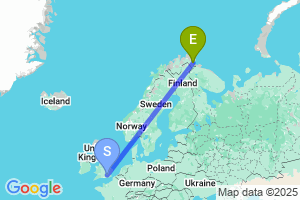 Map of the flight from London Heathrow to Vadso