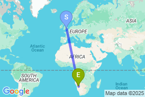 Map of the flight from London Heathrow to Windhoek