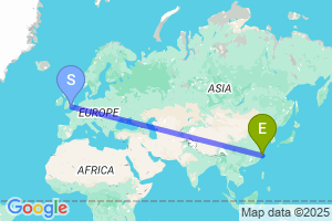 Map of the flight from London Heathrow to Wenzhou