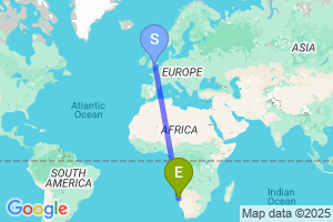 Map of the flight from London Heathrow to Walvis Bay