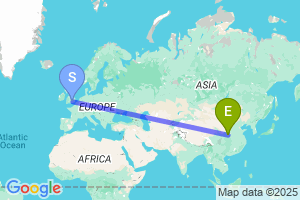 Map of the flight from London Heathrow to Xi An Xianyang