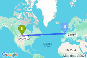 Map of the flight from London Heathrow to Basin International
