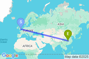 Map of the flight from London Heathrow to Yichang