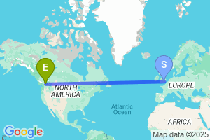 Map of the flight from London Heathrow to Kelowna