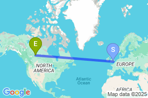 Map of the flight from London Heathrow to Fort Mcmurray