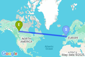Map of the flight from London Heathrow to High Level
