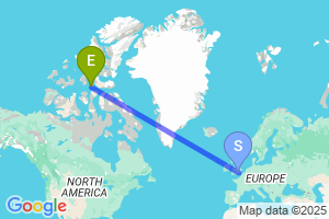 Map of the flight from London Heathrow to Resolute