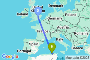 Map of the flight from London Luton to Annaba