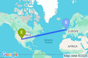 Map of the flight from London Luton to Albuquerque