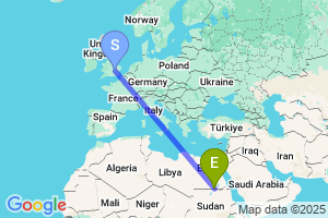 Map of the flight from London Luton to Abu Simbel