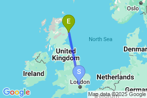 Map of the flight from London Luton to Aberdeen