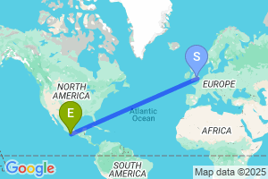 Map of the flight from London Luton to Acapulco