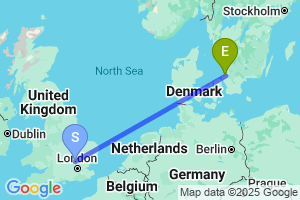 Map of the flight from London Luton to Angelholm Helsingborg
