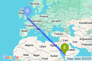 Map of the flight from London Luton to Abha