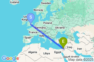 Map of the flight from London Luton to Amman