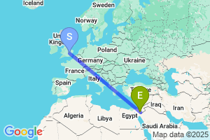 Map of the flight from London Luton to Aqaba