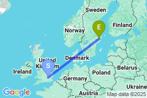 Map of the flight from London Luton to Stockholm Arlanda