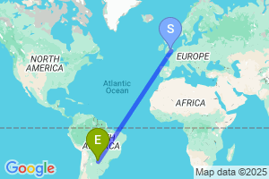 Map of the flight from London Luton to Asuncion