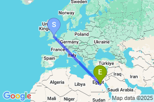Map of the flight from London Luton to Assiut