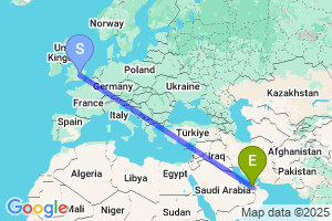 Map of the flight from London Luton to Abu Dhabi